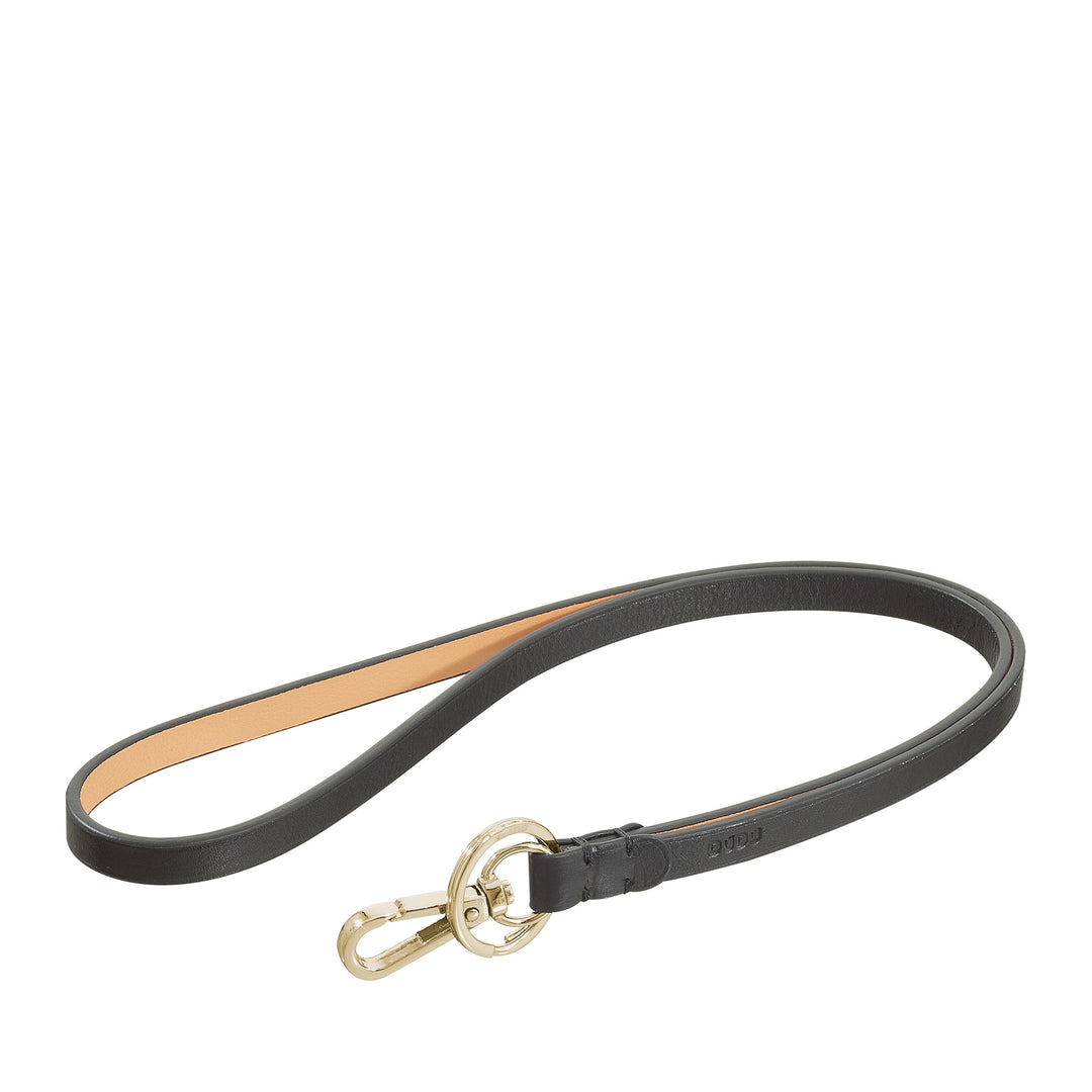 DUDU Lanyard Neck Strap avec anneau et mousqueton en métal en cuir véritable, lanière pour clés, porte-badge, voiture, porte-clés