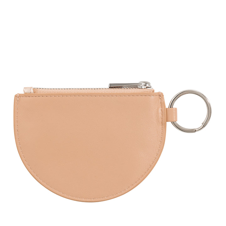 DUDU Mini-Geldbörse aus Leder für Damen mit Reißverschluss und zweifarbigem Schlüsselanhänger im schlanken Design