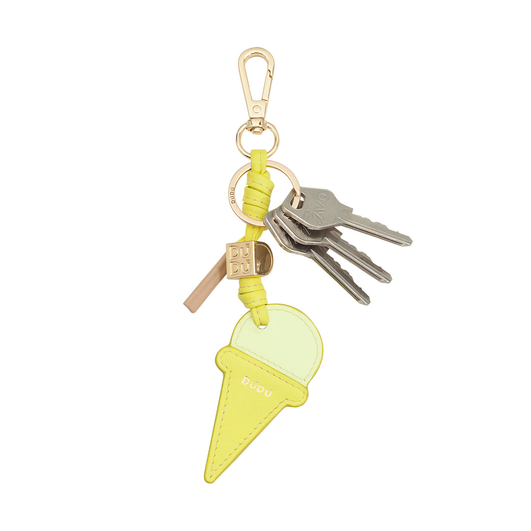 DUDU Leather Keychain with Ice Cream Cone, Men&