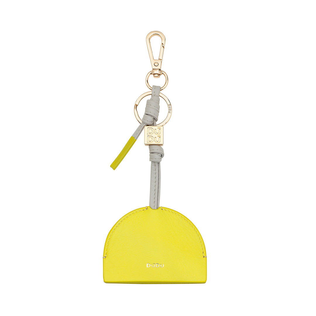 Keychain Dudu en cuir femme femme, porte-clés avec carabiner et 2 anneaux, idéal pour les cadeaux