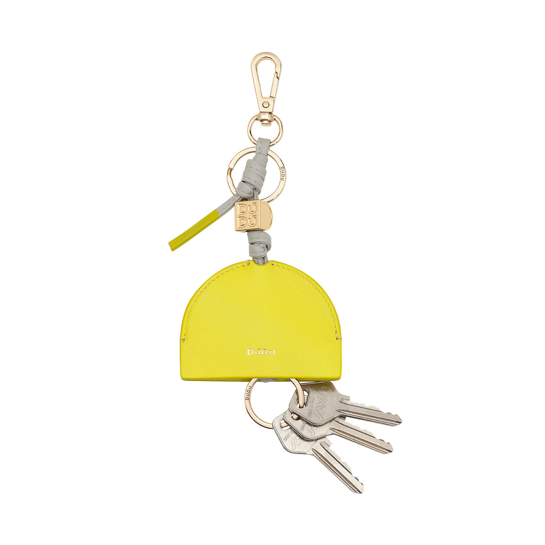 Keychain Dudu en cuir femme femme, porte-clés avec carabiner et 2 anneaux, idéal pour les cadeaux