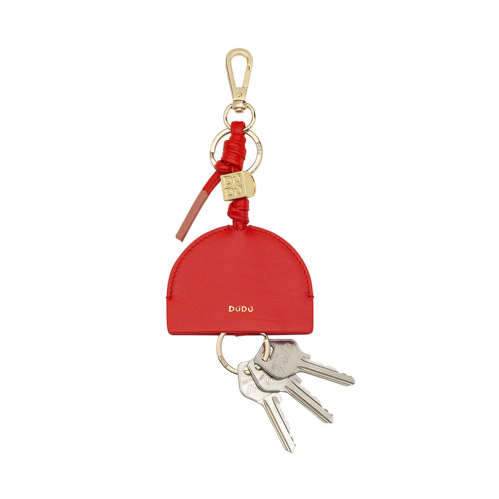 Keychain Dudu en cuir femme femme, porte-clés avec carabiner et 2 anneaux, idéal pour les cadeaux