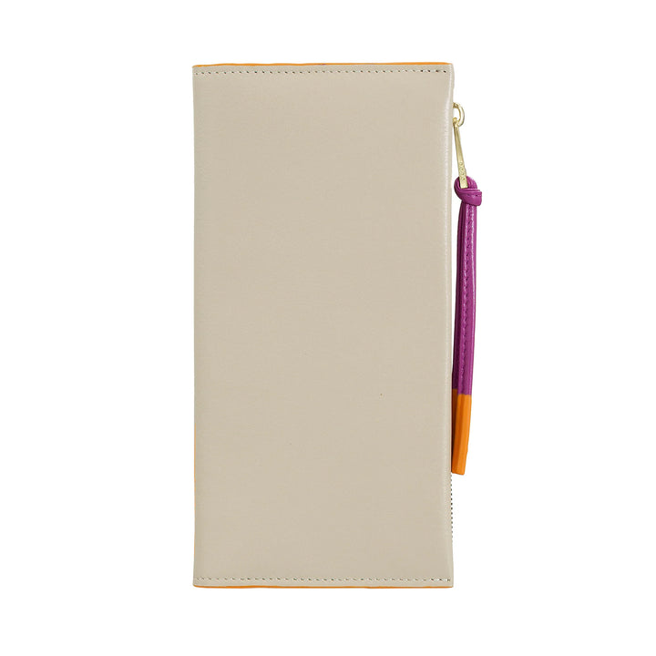 DUDU Grand Portefeuille Fin en Cuir avec Fermeture Éclair pour Femme - Portefeuille Long Vertical élégant avec Porte-Cartes, Poche à Monnaie zippée et Compartiments pour Billets de Banque