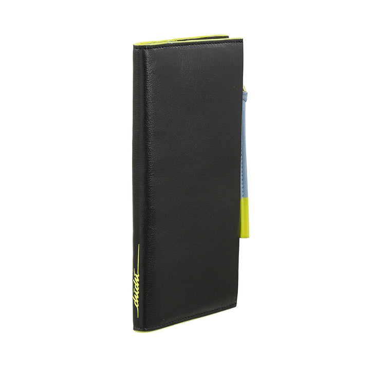 DUDU Grand Portefeuille Fin en Cuir avec Fermeture Éclair pour Femme - Portefeuille Long Vertical élégant avec Porte-Cartes, Poche à Monnaie zippée et Compartiments pour Billets de Banque