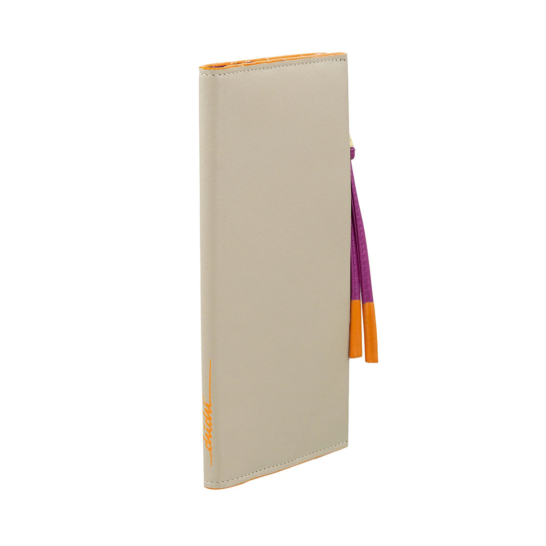 DUDU Grand Portefeuille Fin en Cuir avec Fermeture Éclair pour Femme - Portefeuille Long Vertical élégant avec Porte-Cartes, Poche à Monnaie zippée et Compartiments pour Billets de Banque
