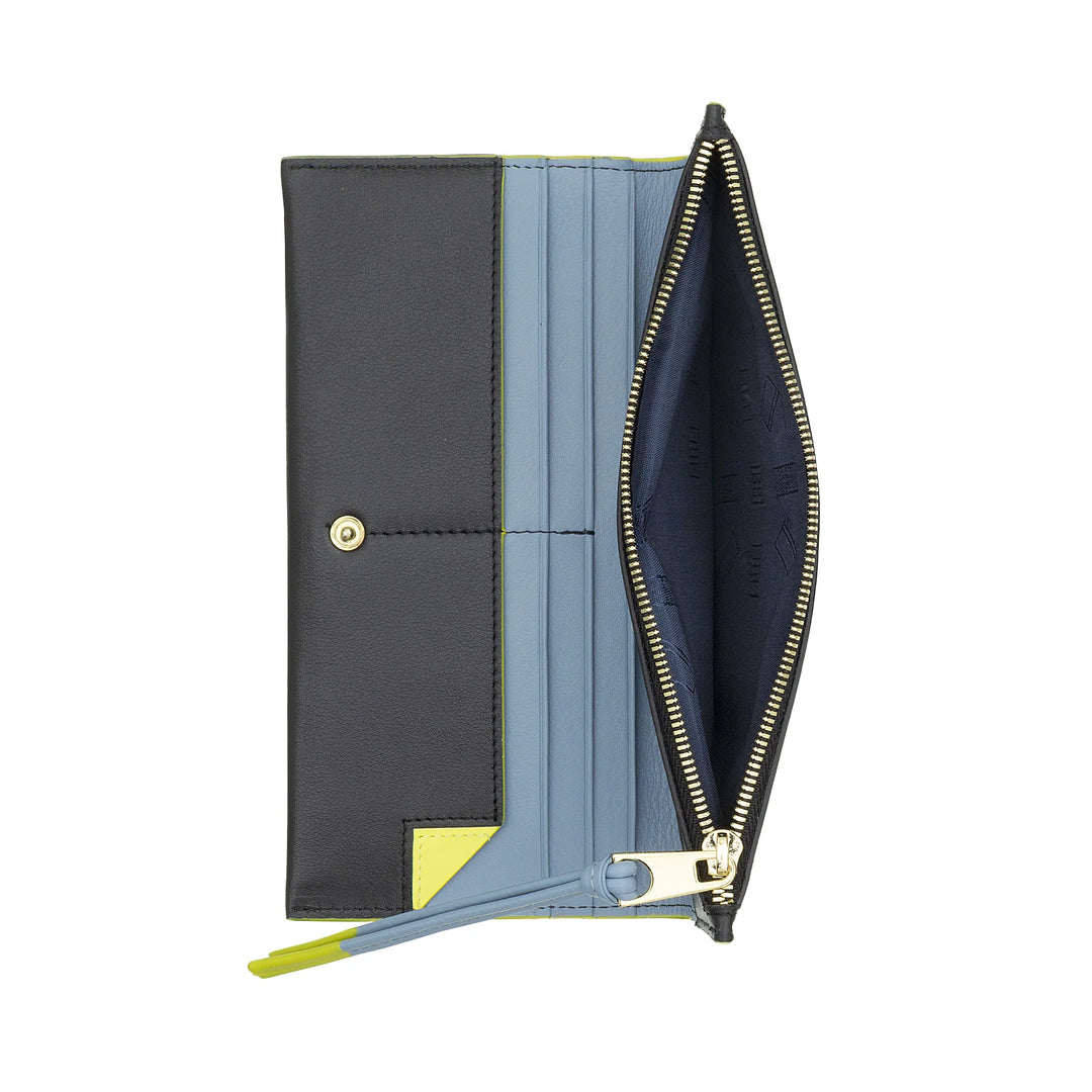 DUDU Grand Portefeuille Fin en Cuir avec Fermeture Éclair pour Femme - Portefeuille Long Vertical élégant avec Porte-Cartes, Poche à Monnaie zippée et Compartiments pour Billets de Banque
