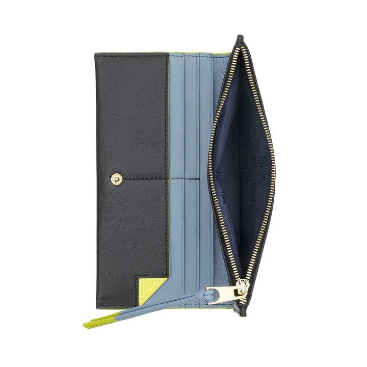 DUDU Grand Portefeuille Fin en Cuir avec Fermeture Éclair pour Femme - Portefeuille Long Vertical élégant avec Porte-Cartes, Poche à Monnaie zippée et Compartiments pour Billets de Banque