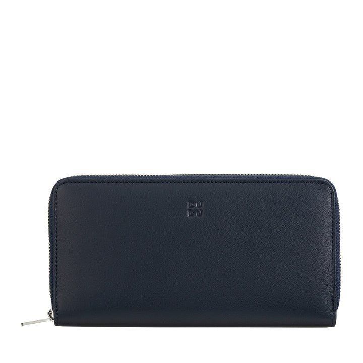 DuDu Portefeuille grand pour femme avec fermeture à glissière RFID en cuir Nappa Zip Around 14 Poches Porte-cartes de crédit et porte-monnaie