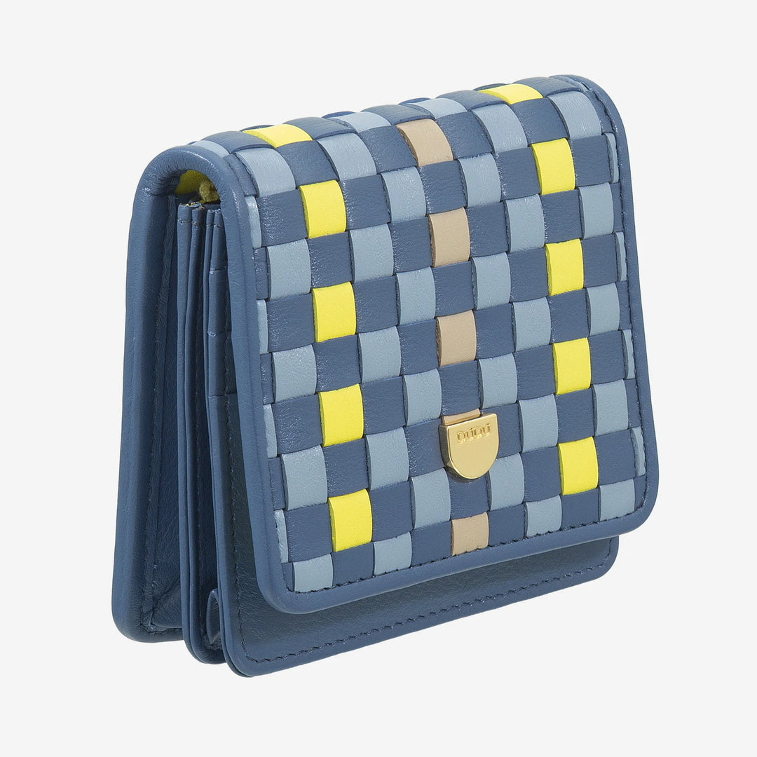 DUDU Petit Portefeuille Femme en Cuir Tressé - Elégant et Compact avec Compartiments pour Cartes, Cartes, Billets et Pièces - Design Raffiné