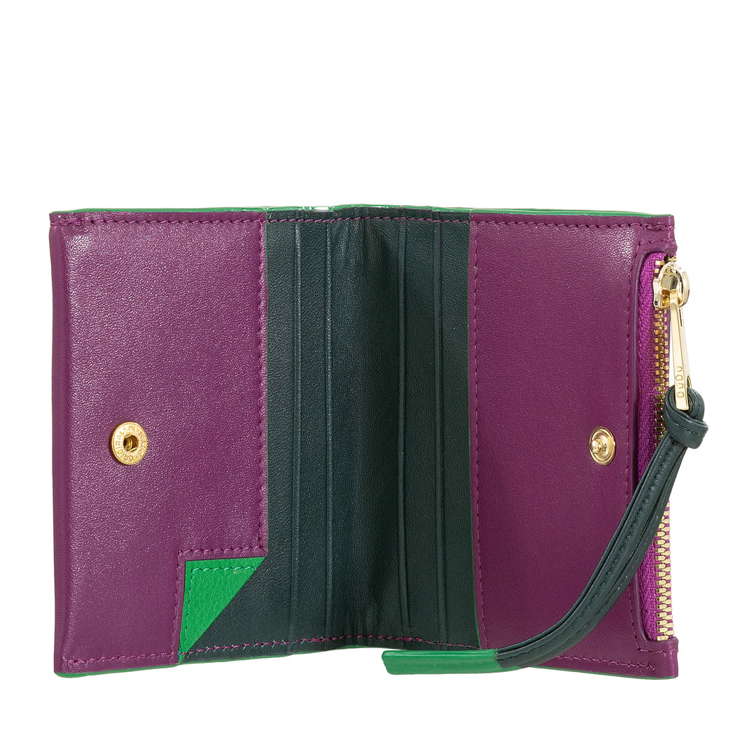 DUDU Petit Portefeuille en Cuir pour Femme avec Fermeture Éclair - Portefeuille Compact Fin avec Porte-Cartes, Poche à Monnaie avec Fermeture Éclair et Billets de Banque