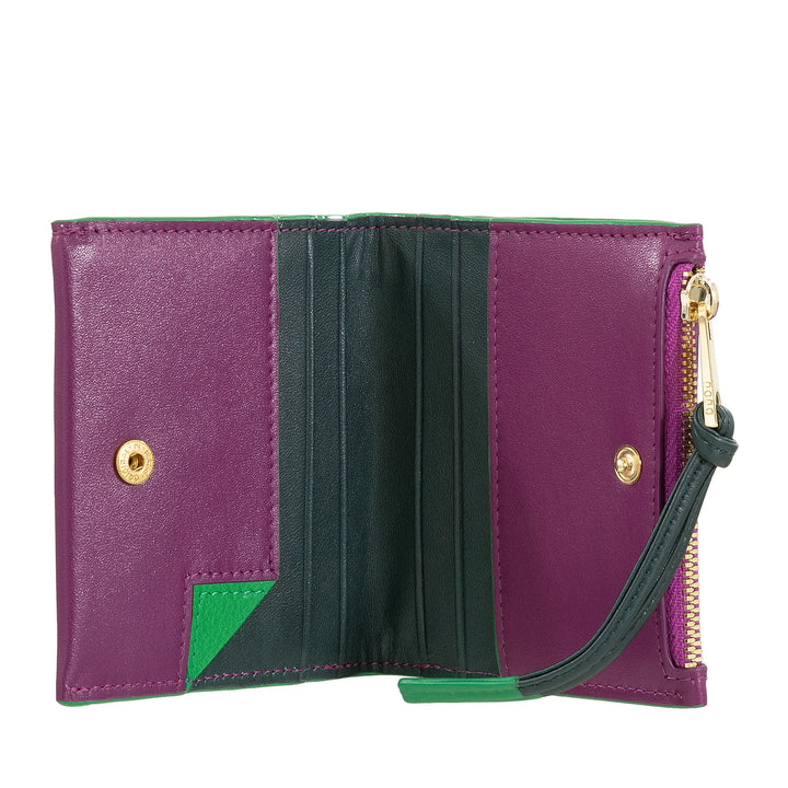 DUDU Petit Portefeuille en Cuir pour Femme avec Fermeture Éclair - Portefeuille Compact Fin avec Porte-Cartes, Poche à Monnaie avec Fermeture Éclair et Billets de Banque