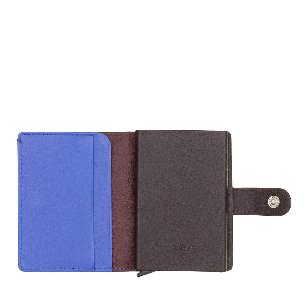 DUDU WALLE RFID MEN'S MEN'S RECHERCHE, SMALL MINIWALLET AVEC CARDPROTECTEUR D'ALUMINUM, BANKNOTES ET CLOSE DE BITON