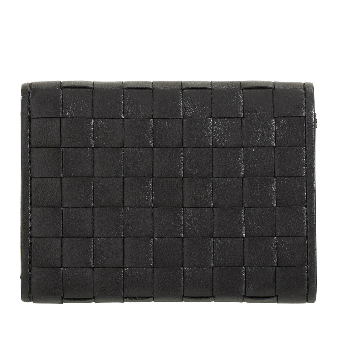 DUDU Portafoglio Piccolo Donna Intrecciato in Pelle con Portamonete - Portafogli in Pelle Intrecciata Porta Carte Compatto Elegante