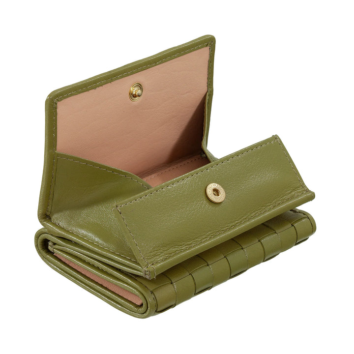 DUDU Portafoglio Piccolo Donna Intrecciato in Pelle con Portamonete - Portafogli in Pelle Intrecciata Porta Carte Compatto Elegante