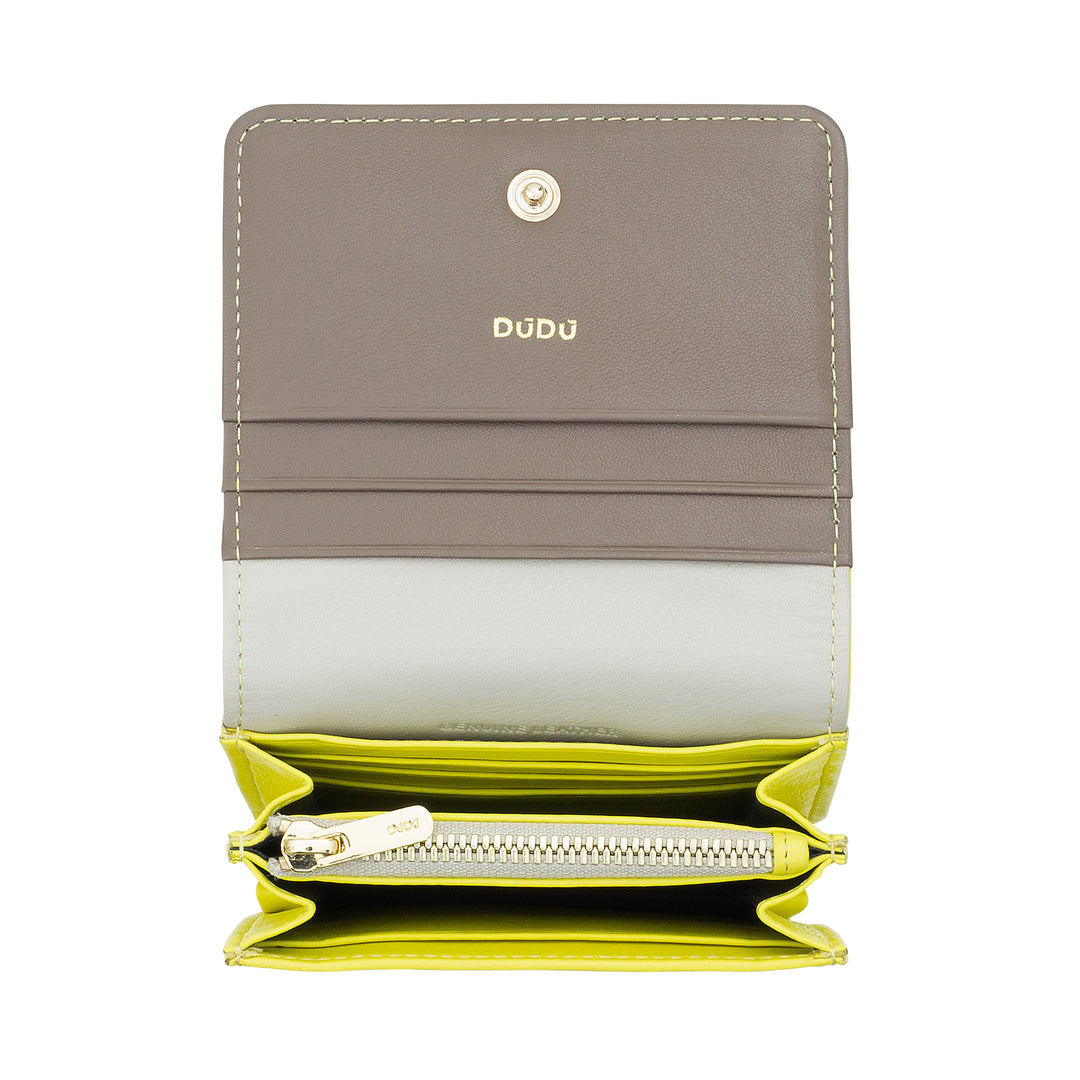 DUDU Women's Women Wallet Wallet in SKOP Legant RFID Ultra kompakt farbenfrohe RFID mit internem Reißverschluss und 8 Kartenhalter