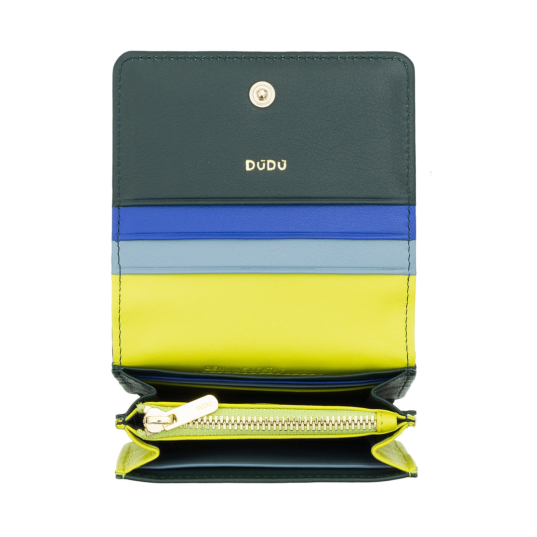 Dudu Women's Women Portefeuille dans Skop Legant RFID Ultra Compact Colorful RFID avec Zip interne et 8 détenteurs de cartes de carte