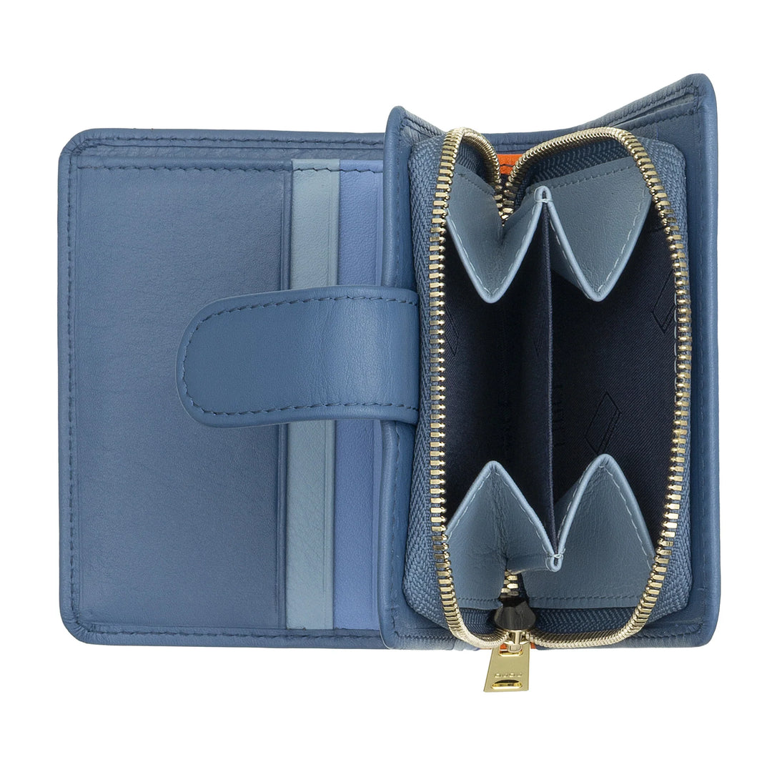 DUDU Petit Portefeuille en Cuir pour Femme avec Porte-Monnaie à Fermeture éclair, Portefeuille Compact avec Fermeture à Bouton, Porte-Billets, Porte-Cartes et Protection RFID