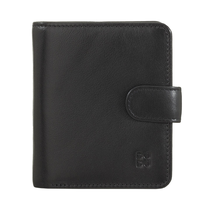 Petit portefeuille en cuir pour femme avec porte-monnaie à fermeture à glissière, Porte-monnaie compact avec fermeture à bouton, Porte-monnaie, Porte-cartes et Protection RFID