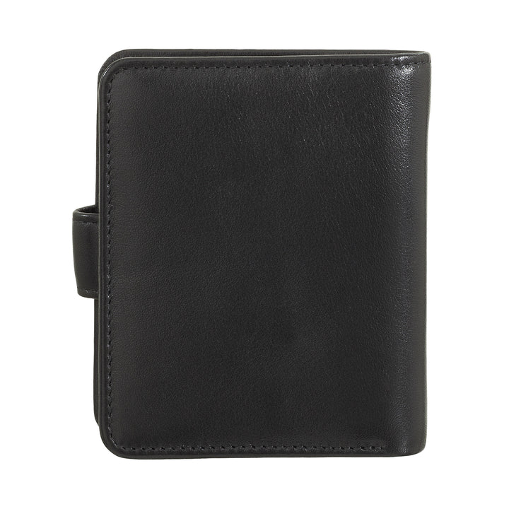 Petit portefeuille en cuir pour femme avec porte-monnaie à fermeture à glissière, Porte-monnaie compact avec fermeture à bouton, Porte-monnaie, Porte-cartes et Protection RFID