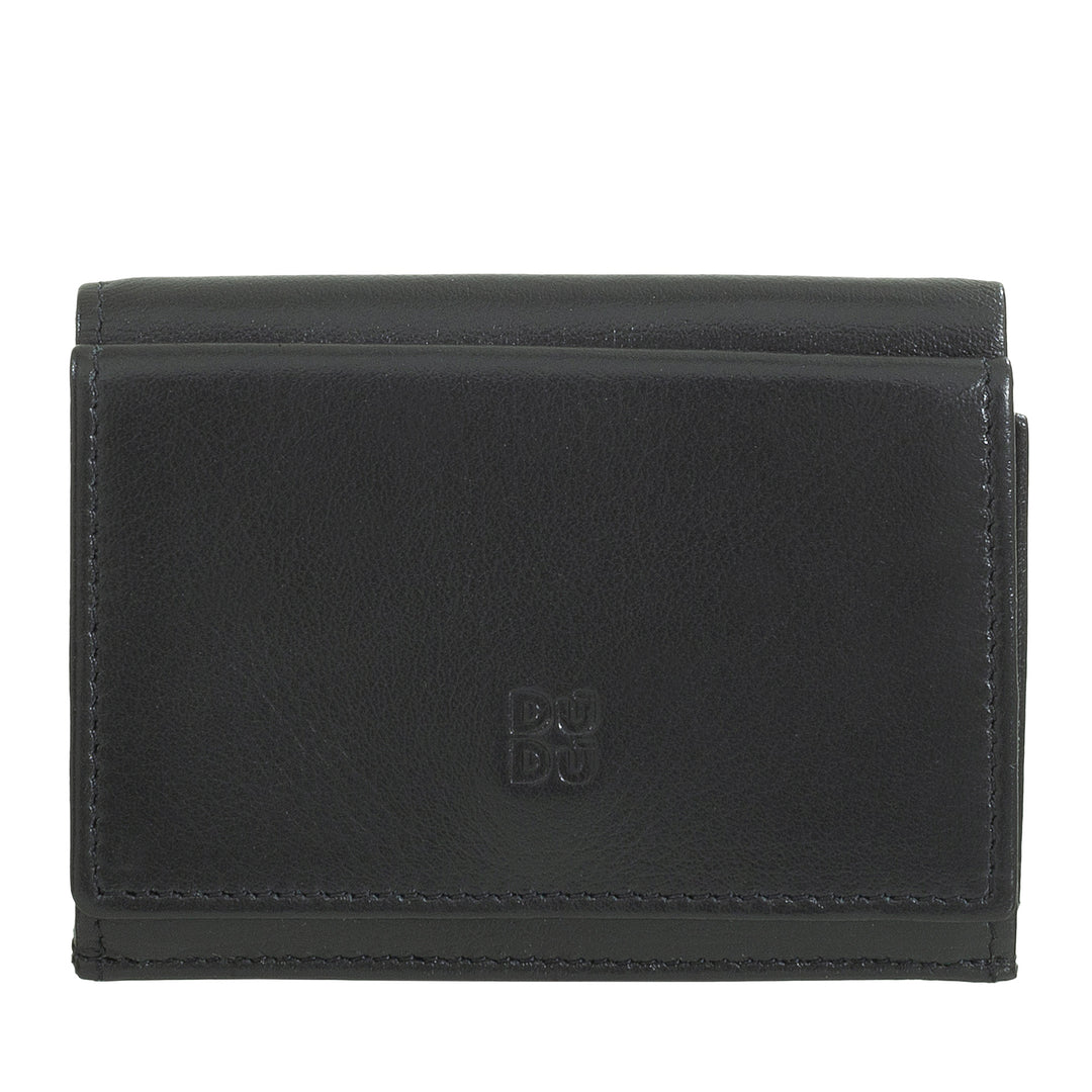 Dudu Small Men's Leather Portefeuille, portefeuille pour femmes, conception compacte avec billets et portes des portes des cartes