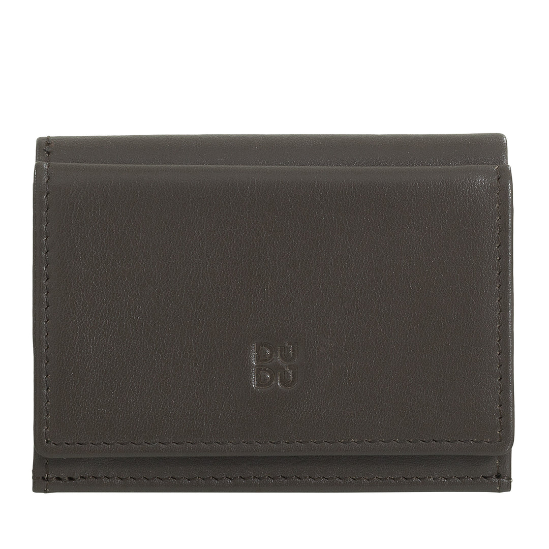 Dudu Small Men's Leather Portefeuille, portefeuille pour femmes, conception compacte avec billets et portes des portes des cartes