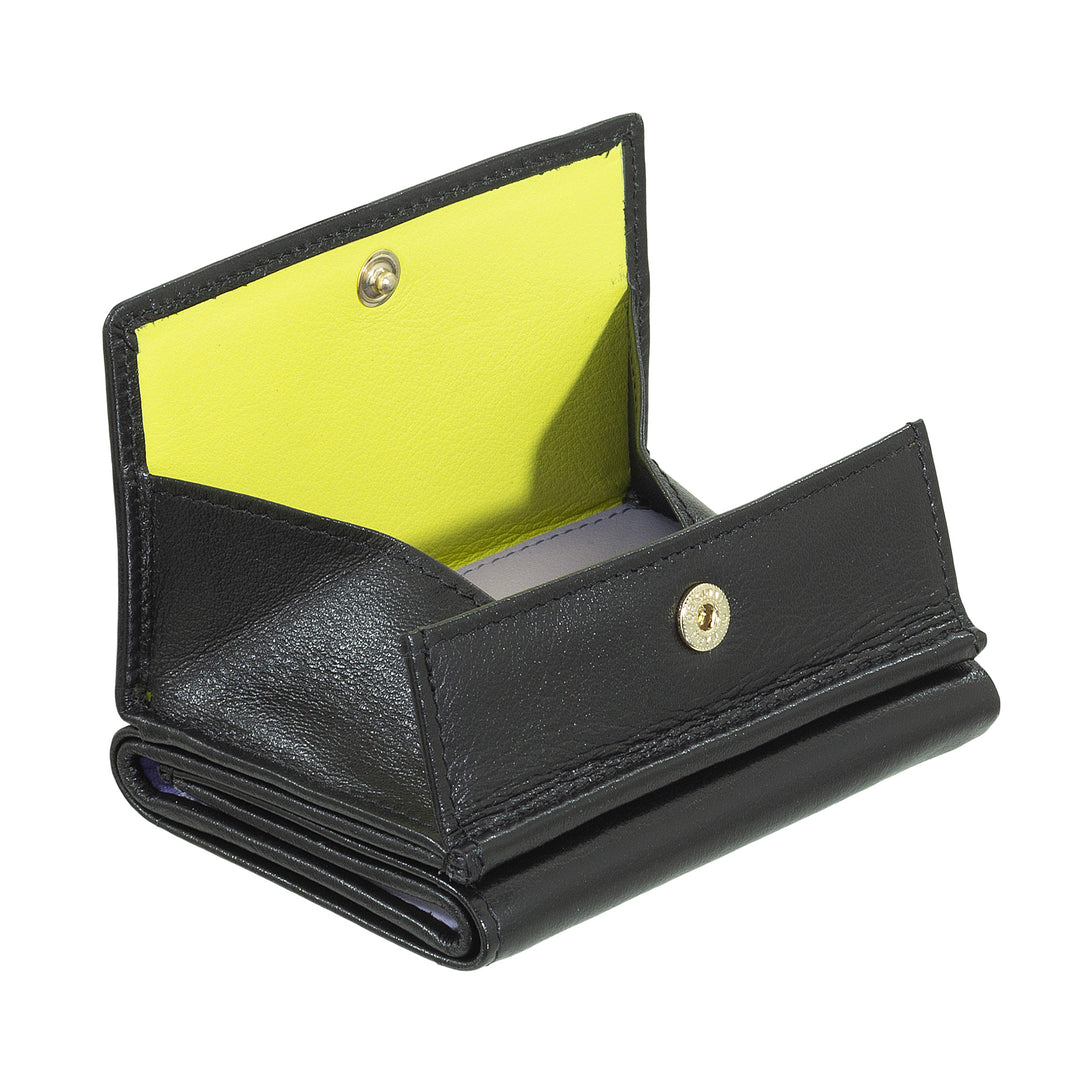 Dudu Small Men's Leather Portefeuille, portefeuille pour femmes, conception compacte avec billets et portes des portes des cartes