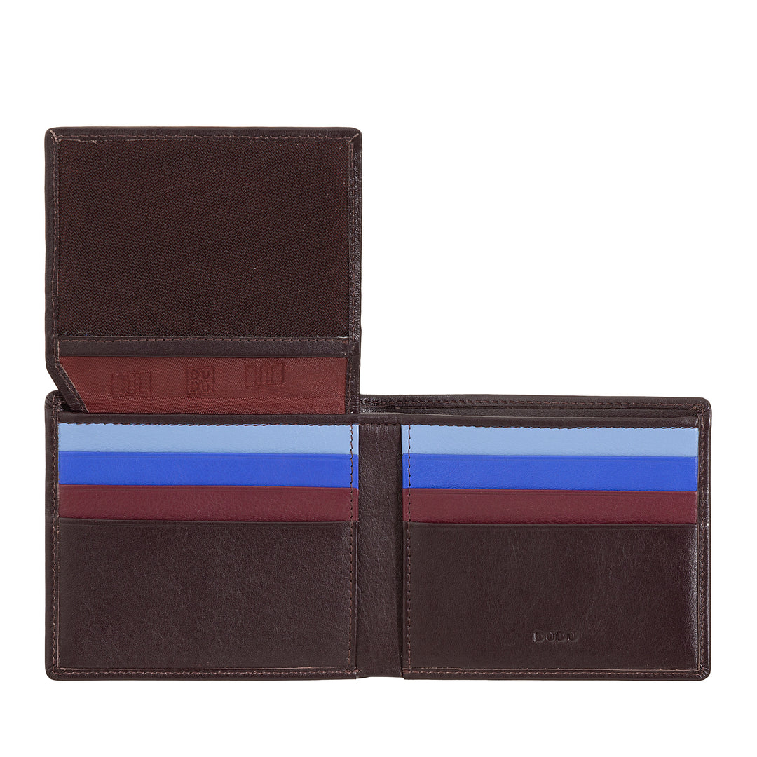 DUDU Small RFID Men's Wallet In Multicolor Leather Card Card Card