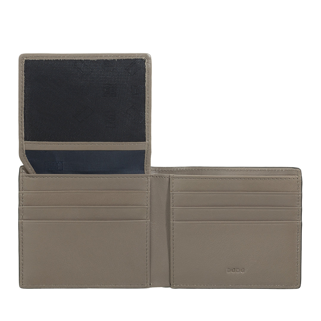 Dudu Small RFID Men's Portfolio en cuir imprimé, portefeuille de support de cartes avec rabat interne, sans porte d'entrée, poche avec rétine