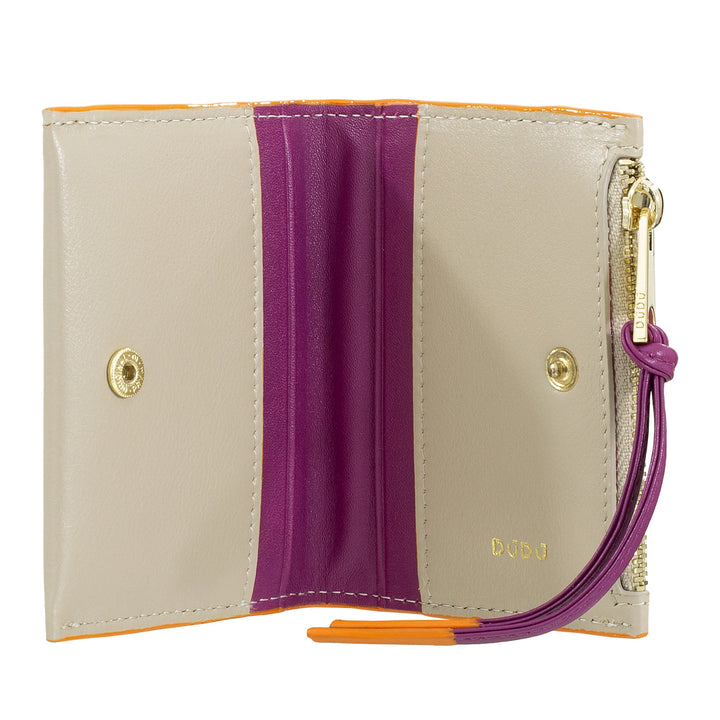 DUDU Petit Porte-Cartes en Cuir pour Femme - Porte-Cartes Compact et Fin avec Fermeture éclair pour pièces de Monnaie, Compartiments pour Cartes, Documents, Convient aux Petits Sacs