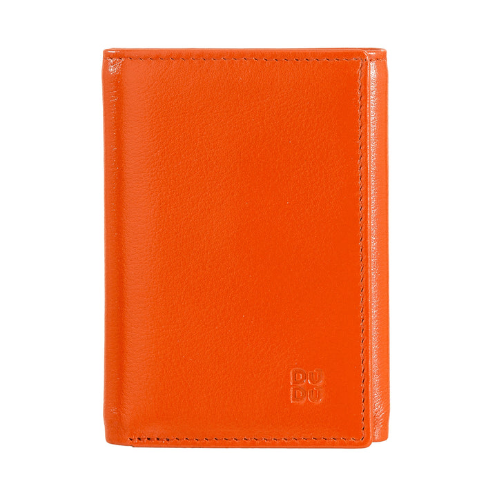 DUDU MAN WALE TRIFOLD in leather, vertical rfid cards cards with button, banknotes, multicolor door