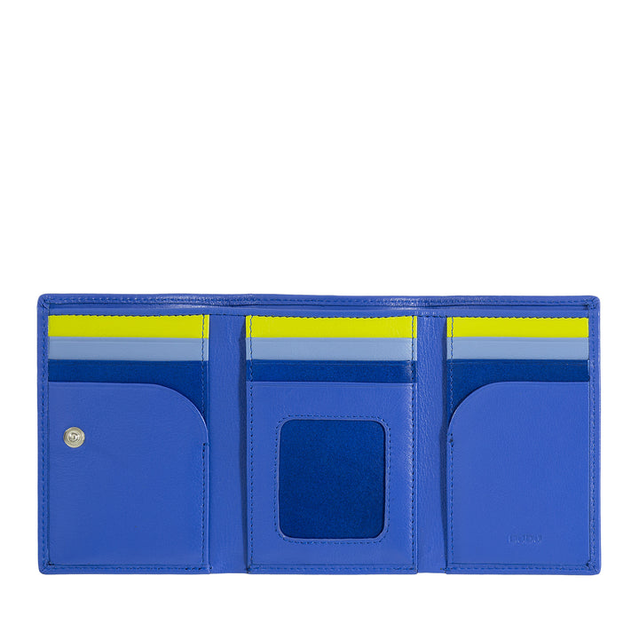 Dudu Man Wale Trifold en cuir, cartes RFID verticales avec bouton, billets de banque, porte multicolore