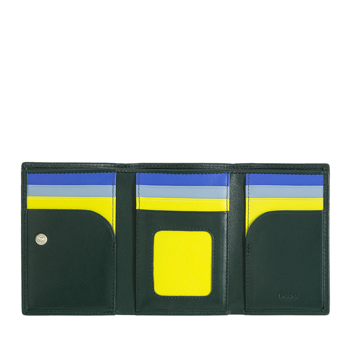 DUDU MAN WALE TRIFOLD in leather, vertical rfid cards cards with button, banknotes, multicolor door