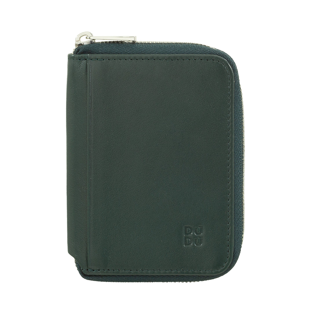 DUDU Men's Small Soft Leather Wallet with Zip, Ultra Compact Mini Wallet with zipper, Banknotes, Card holders and Cards