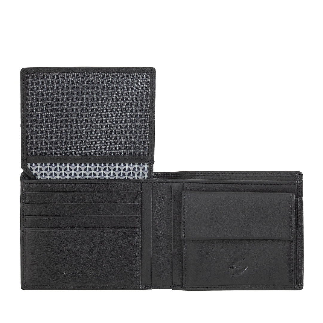 Nuvola Pelle Klassische Herren-Leder-Geldbörse mit Münzfach, Echtleder-Geldbörsen für Kreditkarten, Dokumenten- und Banknotenhalter