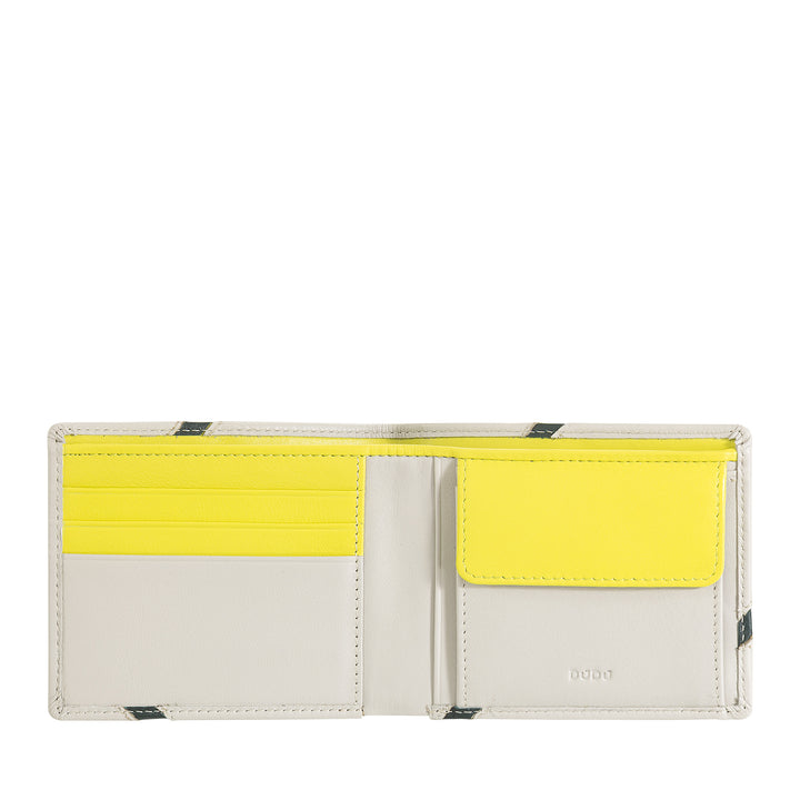 DUDU Portefeuille Compact en Cuir pour Homme - Design Inspiré du Tennis - Petit Portefeuille avec Porte-Monnaie, Poches pour Cartes et Billets