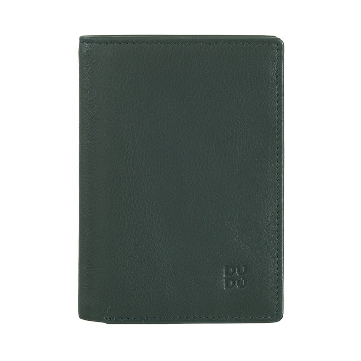 Dudu Men's Wallet RFID Blocking en cuir, petit portefeuille de poche à moindre ventre avec fenêtre d'identification, 9 porte-carte de crédit, détenteur de billets de banque