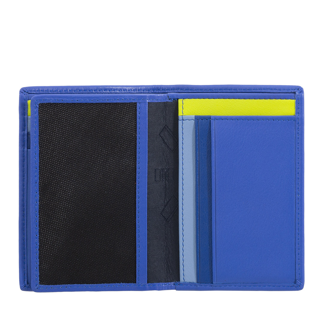 DUDU Men's Wallet RFID Blocking Leather, Bifold Small Pocket Wallet with Window ID, 9 Credit Card Holder, Banknote Holder