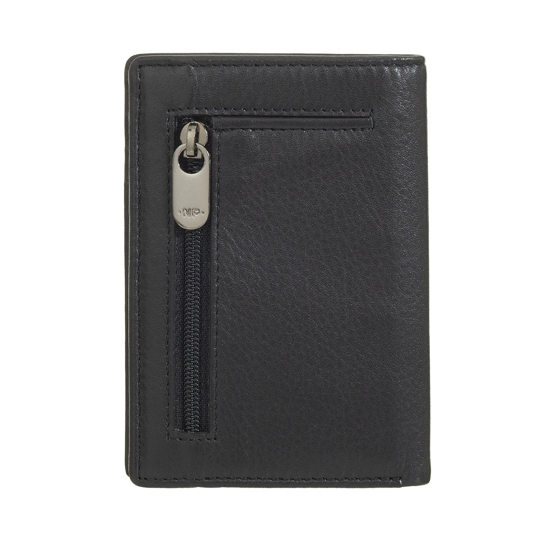 Nuvola Pelle Petit portefeuille pour homme en cuir véritable, porte-cartes fin avec fermeture éclair au dos, poche, compact, portefeuille