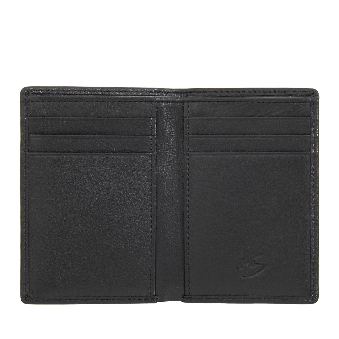 Nuvola Pelle Petit portefeuille pour homme en cuir véritable, porte-cartes fin avec fermeture éclair au dos, poche, compact, portefeuille