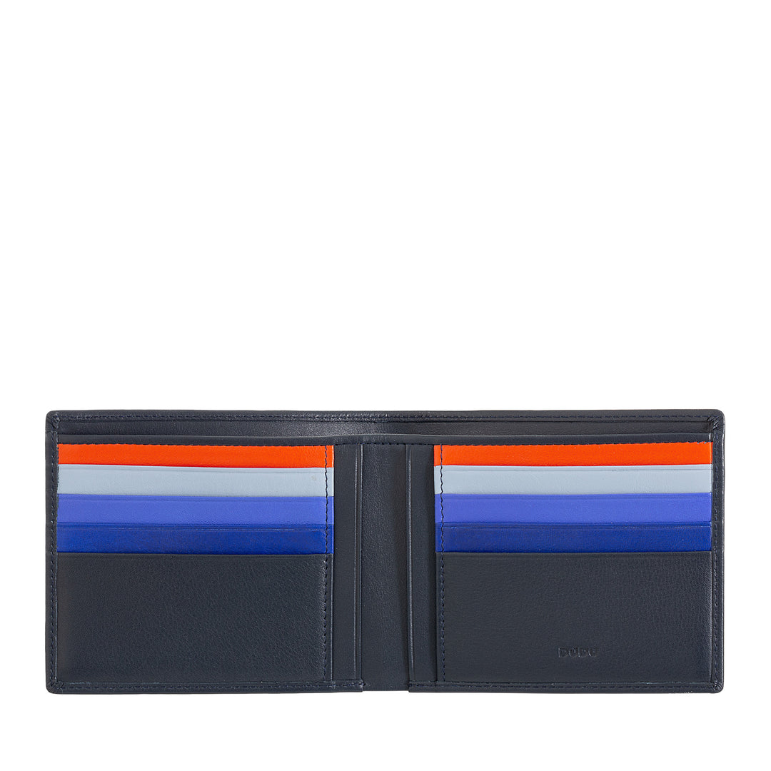 DUDU men's portfolio RFID Credit cards in real leather from 8 banknotes holder cards