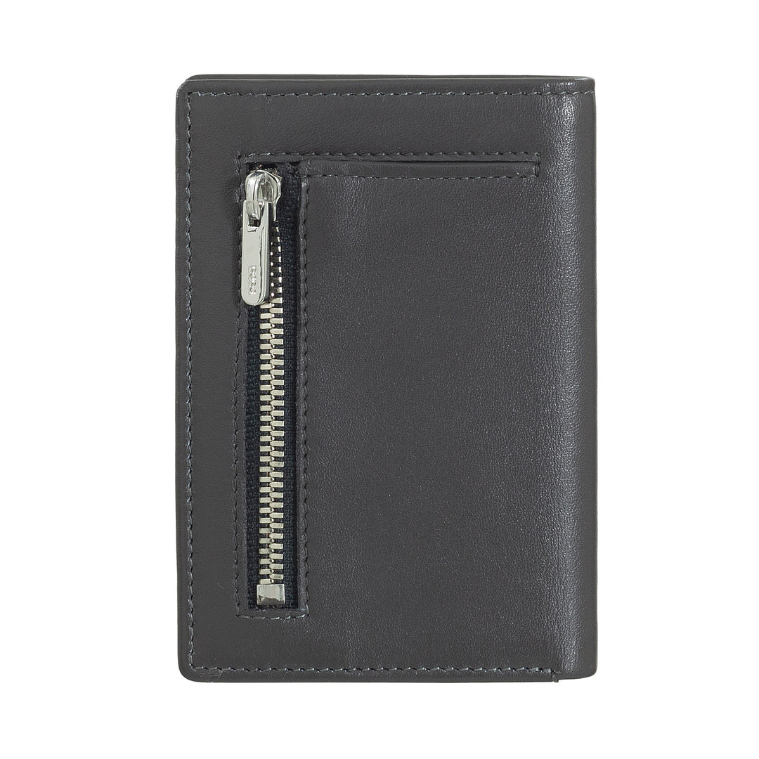 DUDU Men's Wallet in Small Leather, Compact Slim Men's Wallet with Credit Card holder, Cash banknotes holder, Door Zip, with RFID protection