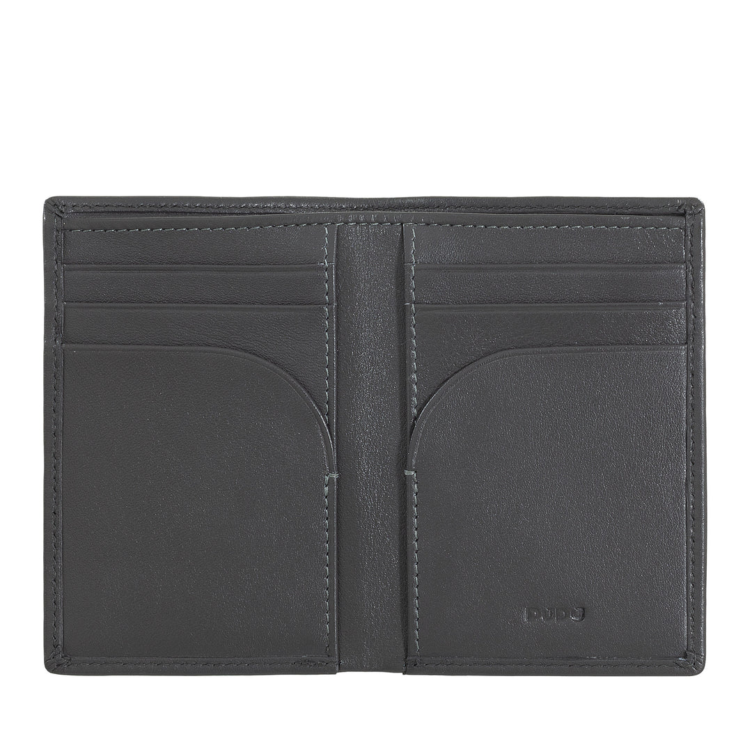 DUDU Men's Wallet in Small Leather, Compact Slim Men's Wallet with Credit Card holder, Cash banknotes holder, Door Zip, with RFID protection