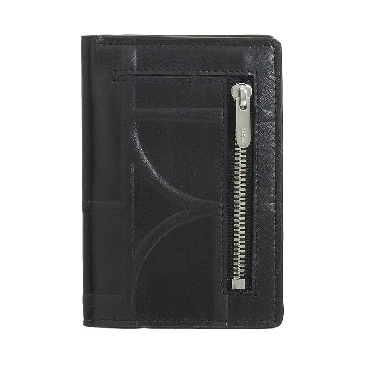 Dudu Men's Wallet en petit cuir, portefeuille masculin RFID Slim Imprimé en cuir - Compact avec porte-carte de crédit, porte-billets en espèces, Zip Portamonete