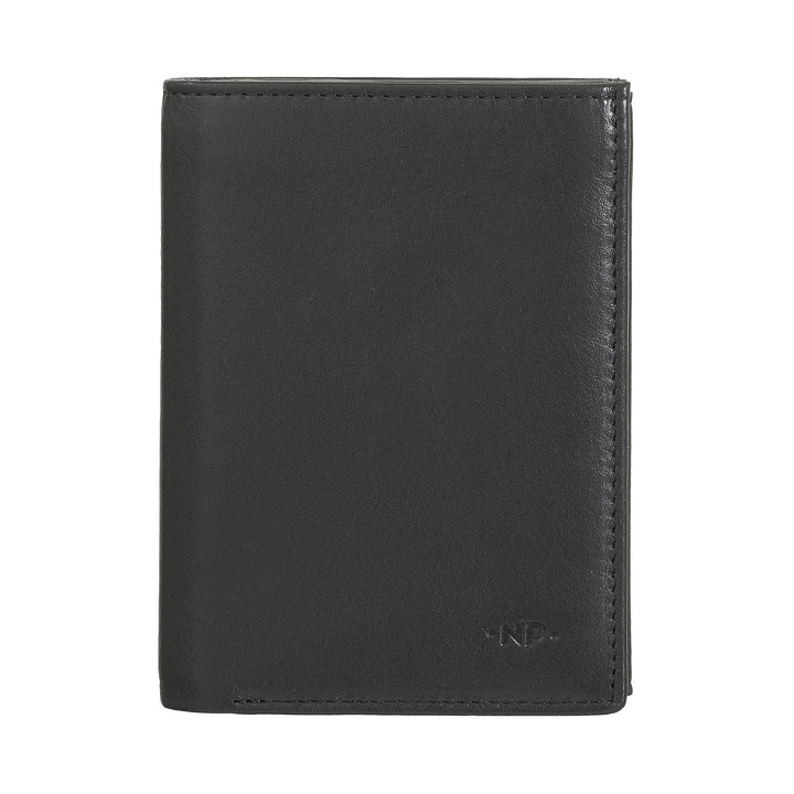 Cloud Leather Vertical Wallet Men's Nappa Leather with Coin Wallet and Credit Card Holder