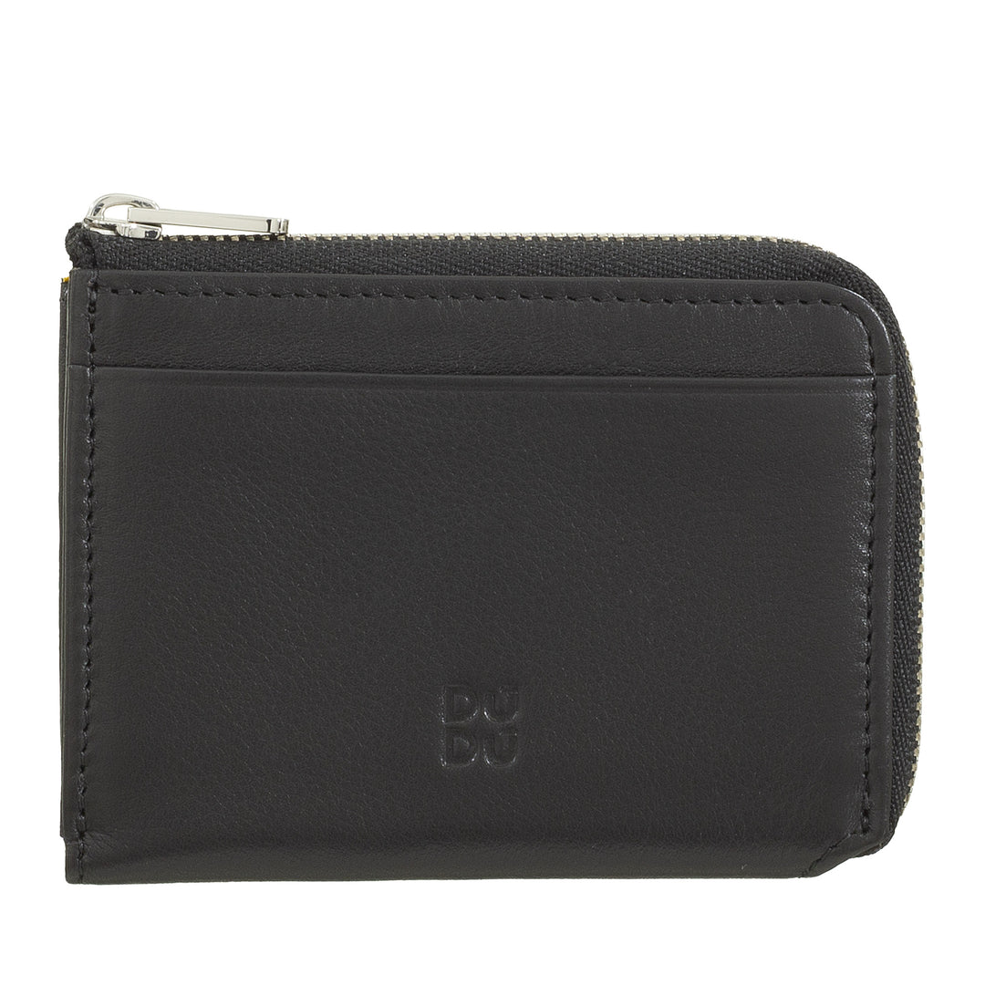 Dudu Small Men's Wallet avec fermeture éclair, portefeuille RFID en cuir coloré, support de carte de crédit, conception de poche compacte