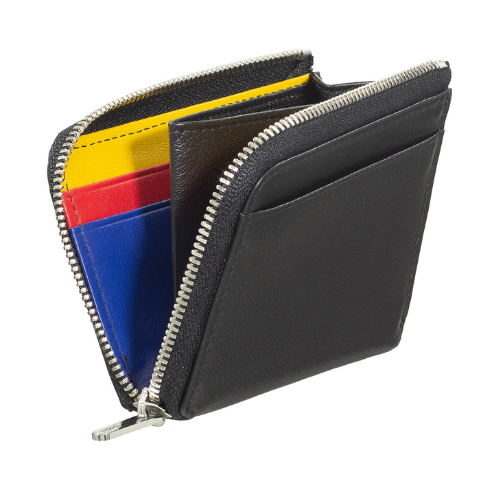 DUDU Small Herren Brieftasche mit Reißverschluss, RFID -Brieftasche in farbiger Leder, Kreditkartenhalter, kompaktes Taschendesign