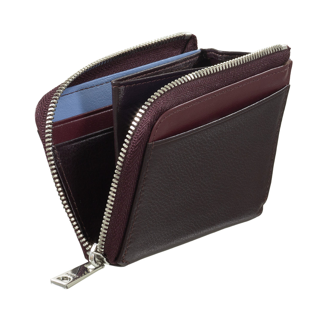 Dudu Small Men's Wallet avec fermeture éclair, portefeuille RFID en cuir coloré, support de carte de crédit, conception de poche compacte