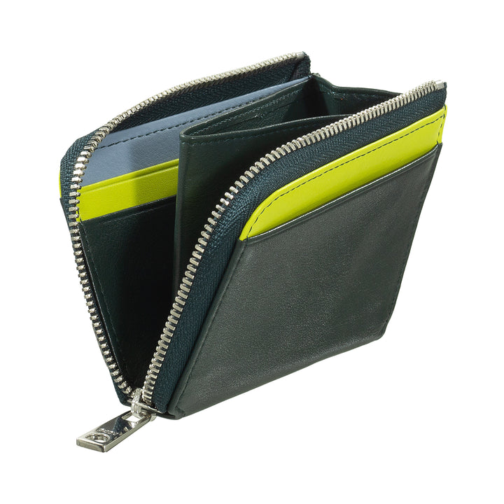 DUDU Small Herren Brieftasche mit Reißverschluss, RFID -Brieftasche in farbiger Leder, Kreditkartenhalter, kompaktes Taschendesign