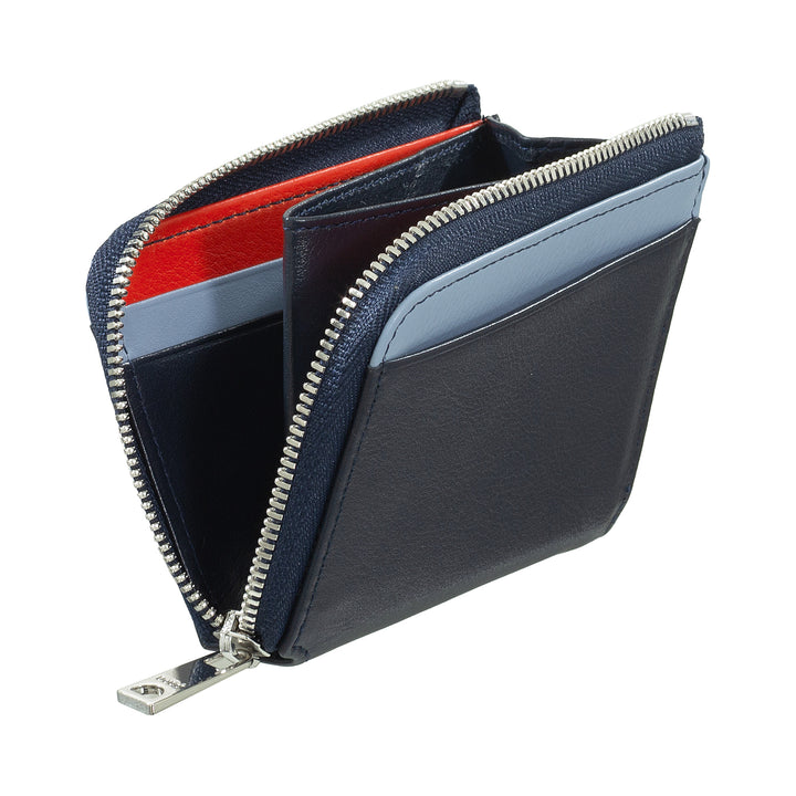 Dudu Small men's wallet with zip, RFID wallet in colored leather, credit card holder, compact pocket design