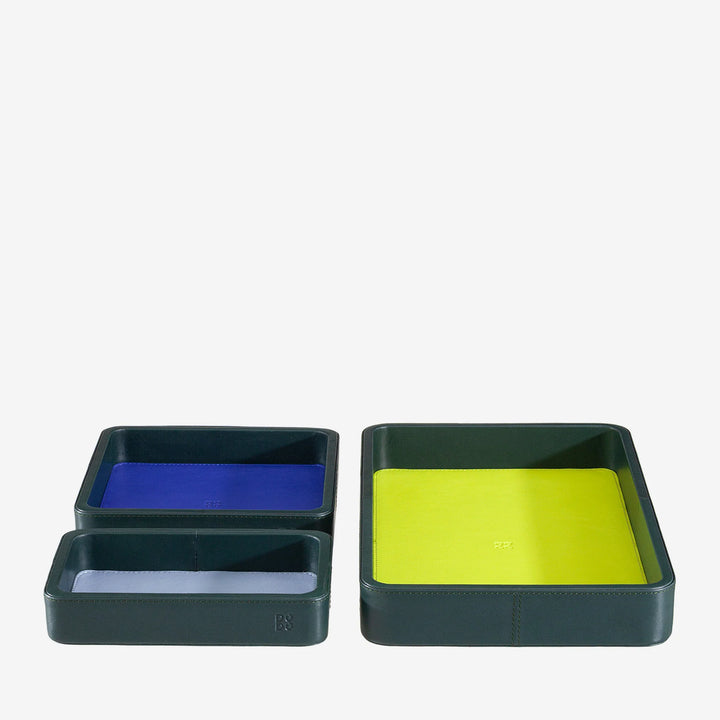 DUDU Lot de 3 plateaux de poche en cuir, plateau de rangement de table, bureau à domicile, porte-clés, pièces de monnaie, téléphone